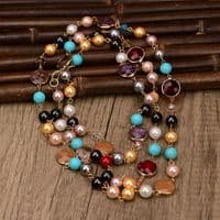 Coloured Gemstone Extra long Necklace