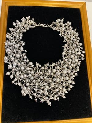 Fully beaded statement pearl Necklace