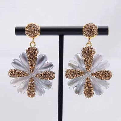 Gold encrusted seashell earrings