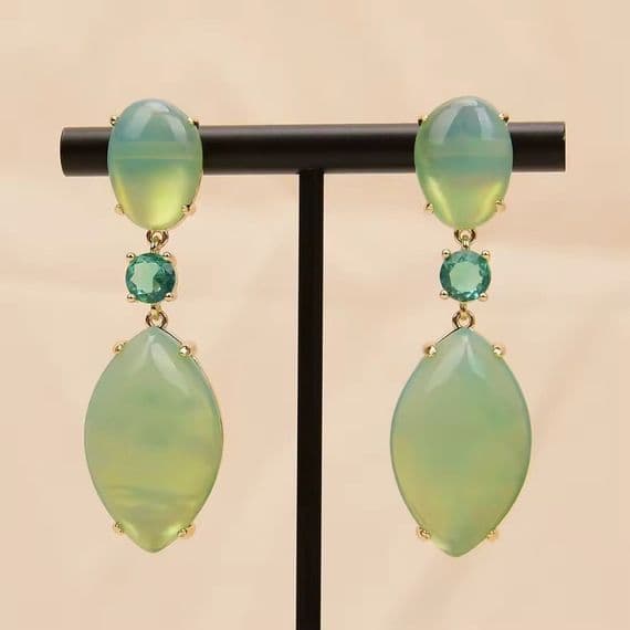 Green Opal Gemstone earrings