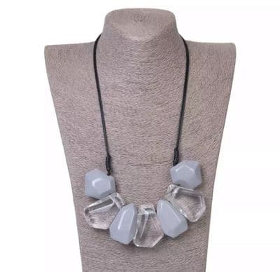 Grey & Transparent Resin Statement Neckpiece
