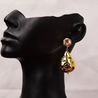 hammered gold tourmaline earrings