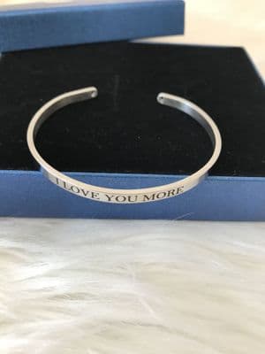 I love you more quotes Silver bracelet