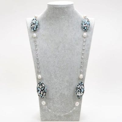 Larimar Freshwater pearl Necklace