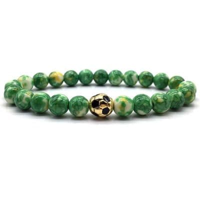 Men’s Green Football Beaded Bracelet