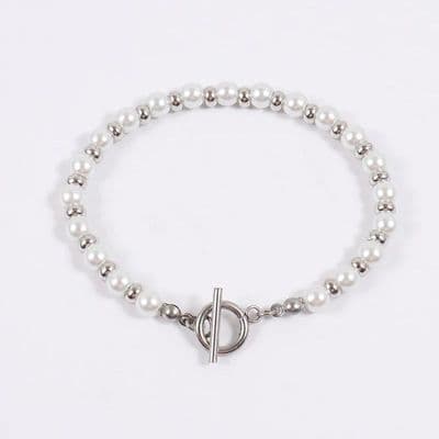 Men’s pearl silver bracelet