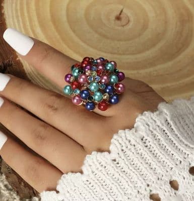 Multicoloured crystal Ring