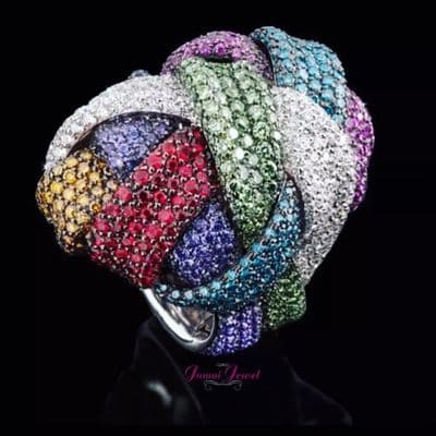 Multicoloured Statement  Cocktail rings