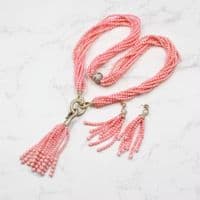 Pink Coral Necklace and Earrings set