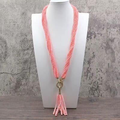 Pink Coral Necklace and Earrings set