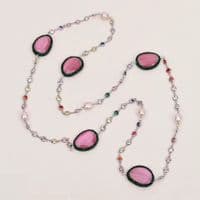 Pink pearl lavender cat eye gemstone Necklace