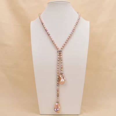 Pink Rice pearl Necklace
