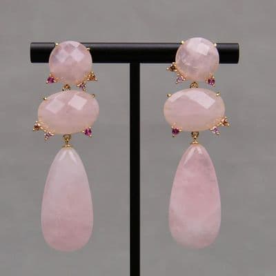 Pink Rose Quartz Gemstone earrings