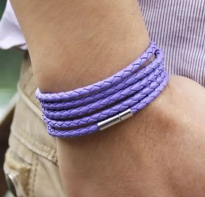 Purple wrap men’s leather bracelet