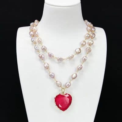 Red Heart Freshwater pearl Necklace