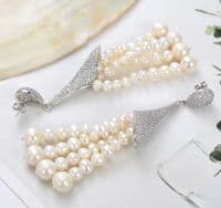 Rice pearl tassel earrings