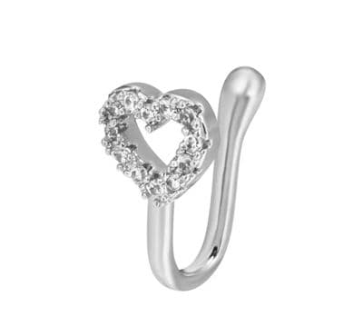 Silver heart nose ring