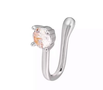 Silver white studded nose ring