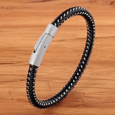 Threaded Metal Button Men’s  Bracelet