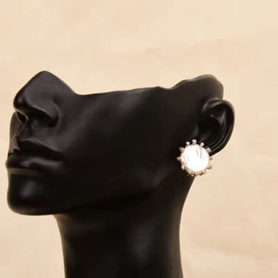 White keshi pearl stud earrings
