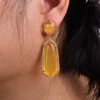 Yellow crystal Gemstone earrings