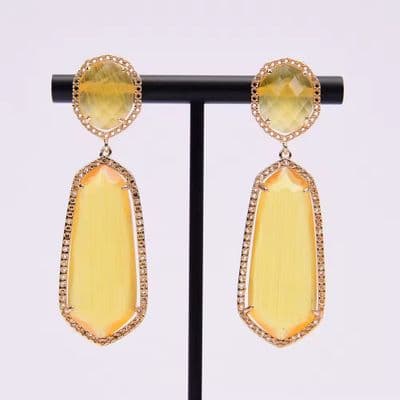 Yellow crystal Gemstone earrings