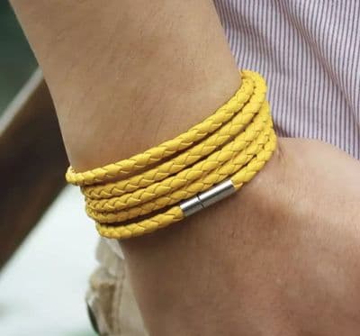 Yellow wrap men’s leather bracelet