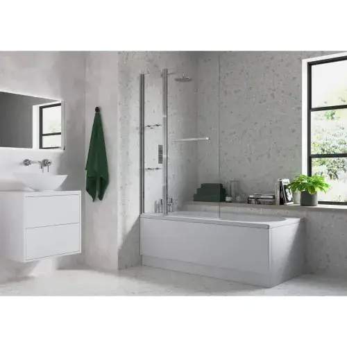1000x1500mm Two Panel Folding Bath Screen (6mm) - Chrome