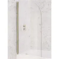 1400 x 800mm Radius Bath Screen - Brushed Brass