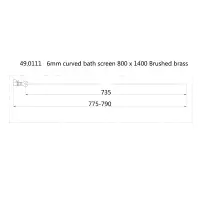 1400 x 800mm Radius Bath Screen - Brushed Brass