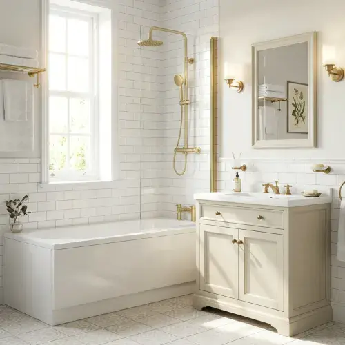1500 x 800mm Single Straight Bath Screen (6mm) - Brushed Brass