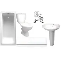 1650mm Rockall Bath Pack with Bath, Toilet, Basin Set, Optional Taps and Wastes, by Bathcenter