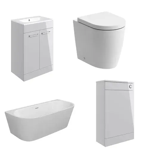 1700mm Orion Back to Wall Freestanding Bathroom Suite inc Vanity Unit