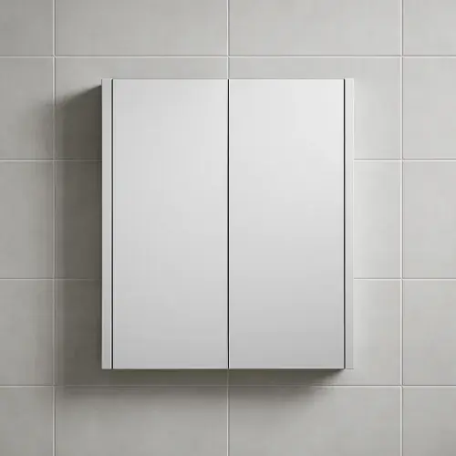 2 Door Non Illuminated Mirrored Cabinet 600mm Wide - Gloss White
