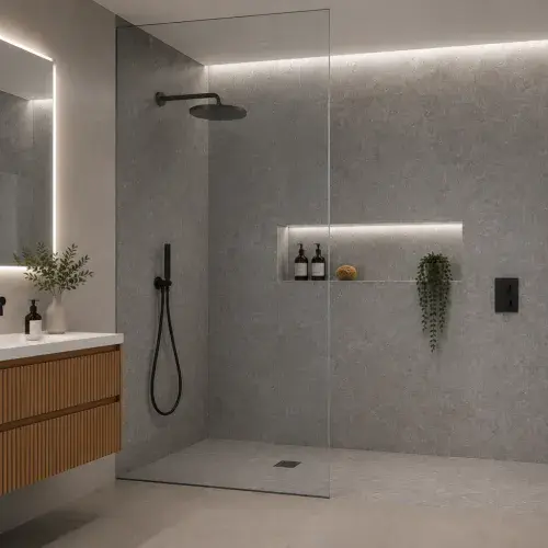 2 PACK: Aquavala Premium Heavy Duty PVC Wall Panels 1000mm - Concrete Grey