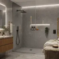 2 Pack: Signature Heavy Duty PVC Shower Panels 1000mm - Concrete Grey