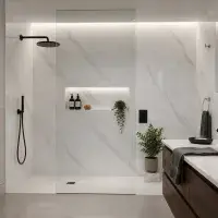 2 Pack: Signature Heavy Duty PVC Shower Panels 1000mm - Matt Carrara