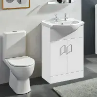 550mm 2-Tap Hole Vanity Unit & Basin | Free Delivery