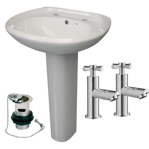 2 Tap Hole Basin & Pedestal Tap Pack & Waste