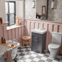2 Tap Hole Floor Standing Matt Dark Grey Vanity Unit and 500mm Basin