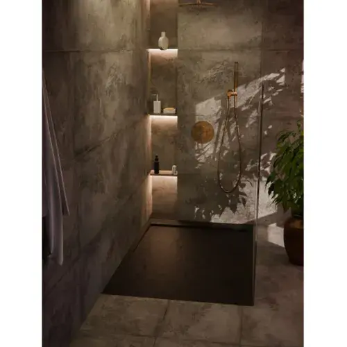 30mm Linear Slate 1000x800mm Rectangular Tray & Waste - Black