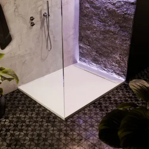 30mm Linear Slate 1200x800mm Rectangular Tray & Waste - White