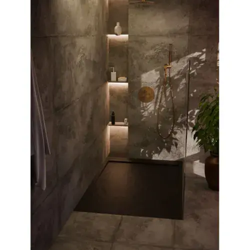 30mm Linear Slate 1400x800mm Rectangular Tray & Waste - Black