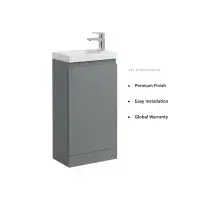 400mm Waterproof Vanity Unit with Ceramic Basin | Matt Grey | Lifetime Guarantee