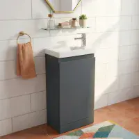 400mm Waterproof Vanity Unit with Ceramic Basin | Matt Grey | Lifetime Guarantee