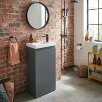 400mm Waterproof Vanity Unit with Ceramic Basin | Matt Grey | Lifetime Guarantee