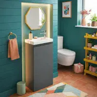 400mm Waterproof Vanity Unit with Ceramic Basin | Matt Grey | Lifetime Guarantee