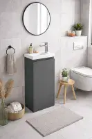 400mm Waterproof Vanity Unit with Ceramic Basin | Matt Grey | Lifetime Guarantee
