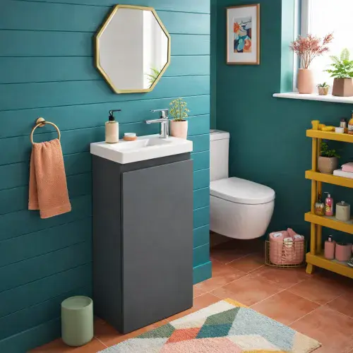 400mm Waterproof Vanity Unit with Ceramic Basin | Matt Grey | Lifetime Guarantee