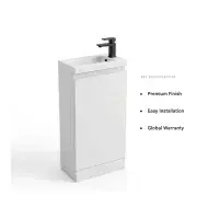 400mm Waterproof Vanity Unit with Ceramic Basin | White | Lifetime Guarantee